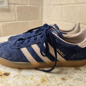 adidas Gazelle Navy and Beige Athletic Shoes